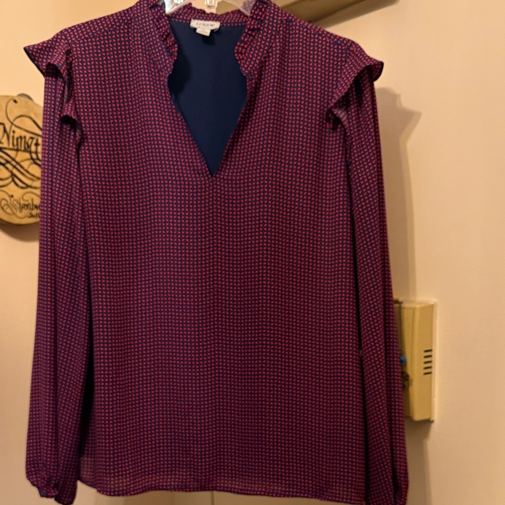 J. Crew Women's Red and Blue Blouse